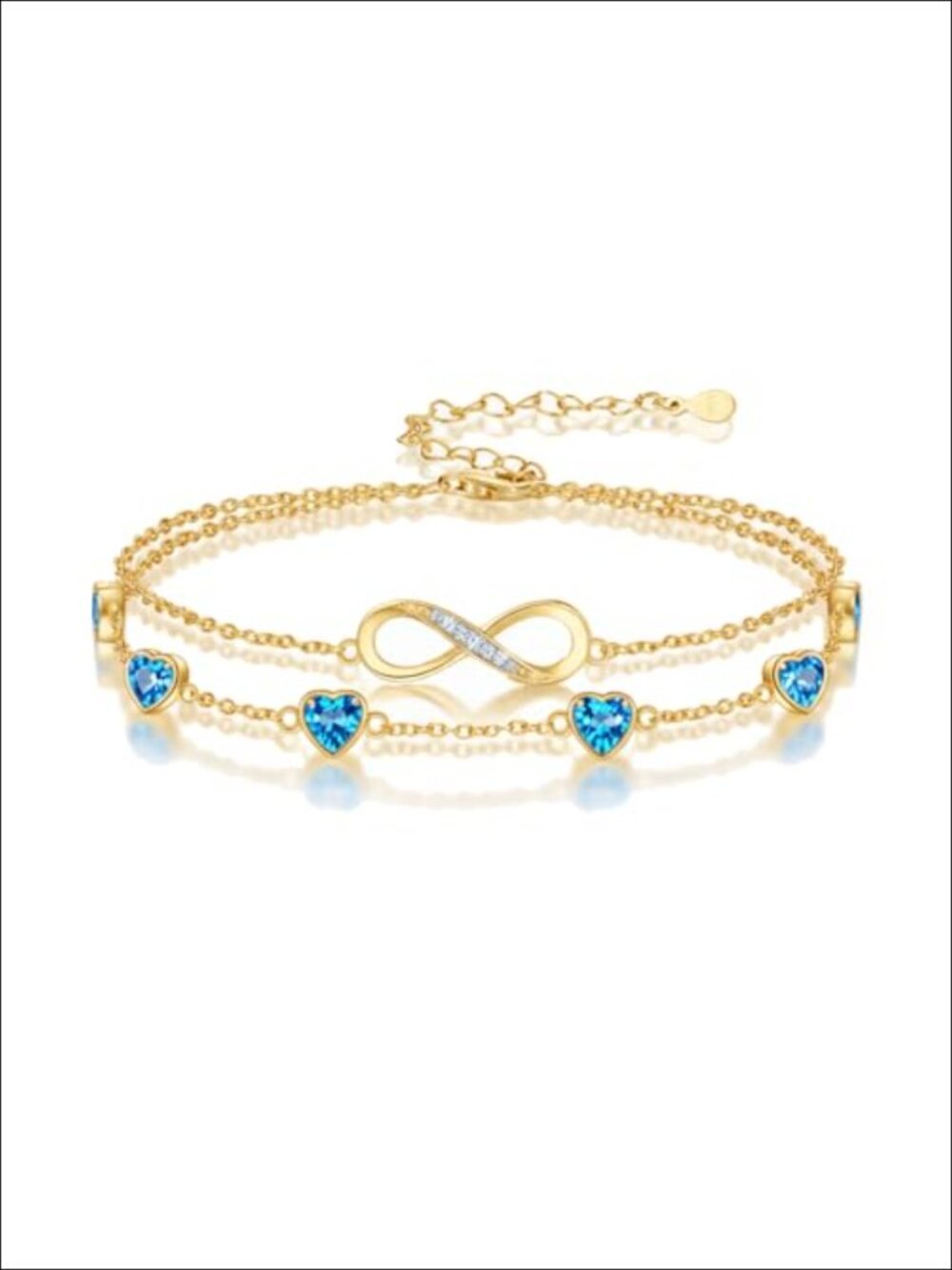 Sterling Silver Infinity Birthstone Charm Link Bracelet Adjustable Anklet